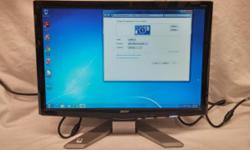 Acer P191w
-19" @ 1400x900
-75Hz Refresh rate
-VGA and DVI inputs
Includes power and VGA cable
DVI cables available for $5 ea.
90 day hardware warranty!