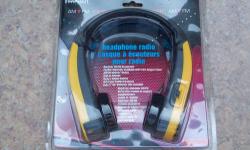 New in Package - Never Used
AM/FM "Outsider" Headphone Radio
Rhapsody by Alaron
Model #RY-1343/A
Receives AM/FM Broadcasts
AM/FM Selector Switch
Rotary Volume Control
Built-in Antenna
Flexible Adjustable Headband with Extra Support Band
Soft Foam Padded