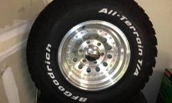 THESE WHEELS CAME OFF A 2001 TOYOTA TACOMA 4X4
WHEELS ARE 6 LUGS AMERICAN RACING WITH ONLY TWO CENTER CAPS, TIRES SIZE ARE 31X10.50R15 LT
BF. GOODRICH ALL TERRAIN/ TA
WHEELS AND TIRES ARE MINT.(NO LUG NUTS)