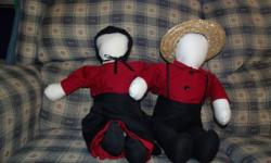 Hello, I make Amish dolls using a 1913 treadle and some hand sewing. You can pick from the colors shown or buy one of the dolls in the photos. Large doll is 22" and $30.00, the small one is 15" is $20.00. Last pic is of the pioneer dolls I also make.