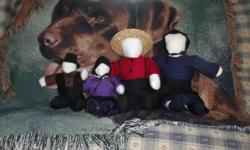 Hello, I have a group of Amish style dolls for sale. ALL made by me on a 1913 treadle. Small Dolls at 15" are $25.00 each and Large dolls at 22" are $35.00 each. See pics
