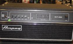 New Old Stock, Discontinued model, perfect condition.
The Ampeg SVT450H, in true Ampeg tradition, offers you more power, performance and flexibility than any other bass amplifier in its class.
In the world of high performance bass amps, Ampeg amplifiers