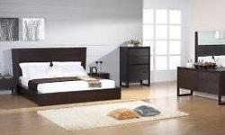 The Set consists of:
Platform Bed
2 Nightstands
Dresser
Mirror
Features:
Solid wood and vener in Wenge finish
Platform slats system for mattress support
Full extension soft close tracks for all drawers
Dimensions (W" x D" x H"):
Queen Size Bed
Night Stand