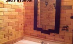 Bathroom /shower room done with northeastern white pine wooden wall tiles adheres to any smooth surface using standard construction adhesive pictured here is our northeastern white pine... Yes in a bathroom when sealed with poly you CAN use wood in a