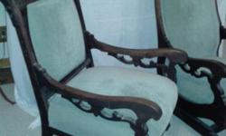 This matching set, an Antique Platform Rocker & Side Chair were purchased at an auction in the 1930's. Recently were professionally reupholstered. A very nice set! The fabric color is an antique green. REDUCED from $475.
Call: 607-235-0732.
Thank you.