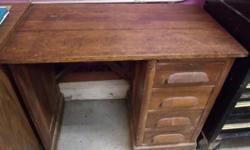 Hello, I have a antique teachers desk for sale. I believe after some research it is from the late 1800's. It does need to be refinished. But, considering it's age it is in good shape. Some water marks on the top. See pics