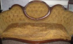 From an estate, this is a beautiful carved wood loveseat that needs a little TLC and some serious upholstering to be restored to its original glory. The frame is in excellent condition.
