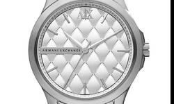 ARMANI EXCHANGE AX5205 WHITE LEATHER STRAP 22 CLEAR SWAROVSKI CRYSTALS ON DIAL WATCH
ARMANI EXCHANGE AX5205 EMBELLISHED QUILTED BOYFRIEND WATCH
A SLEEK WHITE LEATHER STRAP AND CRYSTAL-EMBELLISHED QUILTED FACE TAKE THE EVERYDAY BOYFRIEND WATCH TO GLAMOROUS