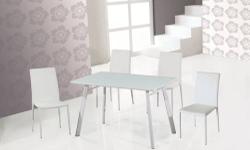 !Free shipping within the 5 boroughs of NYC ONLY!
All other areas must email or call us for a freight quote.
TOLL FREE 1-877- 336-1144
www.allfurnitureusa.com
Rectangular dining table with white lacquer finish covered by a glass top, and white legs. This