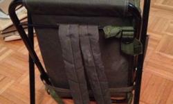 Backpack with built in Seat Chair Military Green Small. Good condition. Backpack adjuster straps are tied since the adjuster is broken but you can tie to your liking and they will hold firmly. Cash Only. Pick up only. Midtown West.