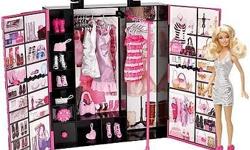 Barbie doll's closet is just as iconic as her shoes and the Dreamhouse. Now, girls can fill and organize their own ultimate closet with this wardrobe that fits one Barbie doll, shoes, accessories and fashions.
This modern- looking closet with large pink