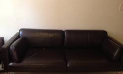 Barely used leather sofa sectional, light grey in color, measures approx. 33H x 50 w. From a smoke free and pet free home!