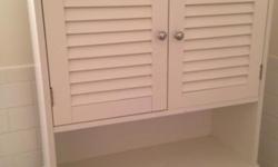EXCELLENT STORAGE FOR NEW YORK CITY BATHROOMS WITH LIMITED SPACE!! Two shelves inside hidden by white doors.