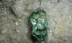 #1. Beautiful Deep Light Green Emerald Crystal Cluster Charm. This is a Beautiful Charm hand Crafted, Created by Paulsgems Creations and with a Silver Crown on Top. This Crystal Charm would look Beautiful on around your neck on your gold or silver chain
