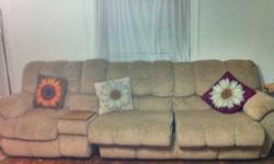 Beautiful Light Brown Color 4pc Sofa just for $400. The sofa is in great condition and the price is also negotiable. The 4pc's includes a two seater couch which is attachable to others, a king size seat, a recliner seat and another one seater sofa. If