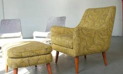Quinn Chair and Ottoman - a unique custom fabric design (retail value $1300), used but in great condition.