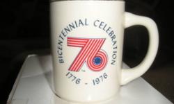 Bicentennial Celebration Mug 1776-1976
Looks Brand New, Never Used.
The perfect size for your favorite morning coffee, large
easy grip handle, or great for your collection.
Use it as a centerpiece! Put American flags in it for the Forth of July or red,
