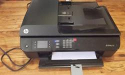 Up for sale is a all in one printer
Brand: HP Hewlett Packard
Model: Officejet 4630 Series
Color: Black
Has a wireless capability
Type: All in one printer, copier, scanner, fax machine
Includes the original power adapter
Installed new black ink
There is