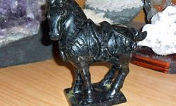 Black Jade Carved Horse-This is a beautiful Antique carved horse out of black jade. Color Horse Black and base multi black/white. This is carved by hand and comes from the country China. Black Jade: As all black stones, protection for attack and