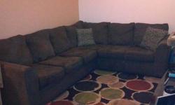 Two piece sectional couch, very comfortable! No damage, tears, or stains. Comes with two matching throw pillows. Non smoker house! Easy to move around for cleaning, covers come off of cushions for washing. Please e-mail me if you are interested! May be