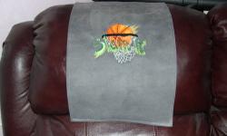 I have several CHAIR HEAD COVERS made and ready to sell. Starting cost: $20.00 each.
All fabrics are washable.
Save your leather chairs from hair products that will discolor the leather.
Keep hair oils from damaging your favorite chairs.
You can purchase