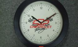 $29.00!! New CHEVROLET RACING 10" WALL CLOCK. Great gift idea! This stylish quartz movement clock features a licensed Chevrolet logo. 10" in diameter Made from high quality molded plastic Face has standard and military numerals One AA battery is required