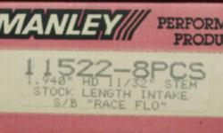 $99.00!! New set of 8 Manley Race Flo SBC 283, 307, 327, 350, 400 etc 1.94" Intake Valves #11522. Manley Race Flo series performance valves are a great choice for your bracket, oval track, or high performance street engine. All valves are made from