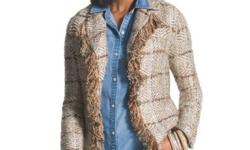 Brand new Chico's jacket with tags on. Neutral color with fringe.
Paid $119 Size 2 (12-14)