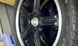 Five lug 17" Rims with nice tires
Black with a polished lip
Five spoke
Tires: 70% Tread
Bolt pattern 5x100 only
Tires Size 235/45/17 (Dunlop SP Sport)
Rim width 7.5
Wheel are in very good condition. No curb rash. Tires are Dunlop Sport SP, top of the