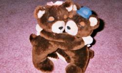 Circa 1970. Two plush monkeys attached to one another with velcro. Can be re-positioned. Very good condition. Two plush bears attached to one another with velcro. Very good condition. Monkeys or bears for sale separately, $15 for each set.