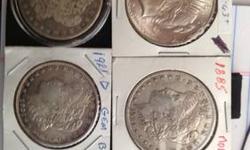 For sale are 6 coins. Great for start for your coin collection $300 for lot
1881 Morgan dollar
1885 Morgan dollar
1921 Morgan dollar
1923 Peace dollar
1959 quarter dollar
1941 Mercury dime
Key words: Morgan, Morgan Dollar, Silver Dollar, Peace, Peace