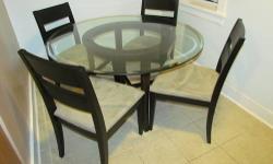 Moving Sale! Everything in Very Good to Excellent Condition! Pet free, smoke free home.
DINING TABLE ($250)
- Crate & Barrel Halo dining table, 48" glass top (http://www.crateandbarrel.com/halo-ebony-dining-table-with-48-glass-top/s466050)
- Great