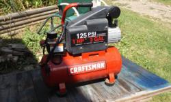 Heres a CRAFTSMAN 1HP,3GAL 125PSI air compressor..in great condition,works perfectly..fast build-up & recovery please call 607-729-zero three four seven between 8am & 7pm..
