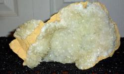 Crystal Calcite Cluster. This Beautiful Crystal Calcite Cluster has Clear Crystal?s Thru-Out. This Unique Specimen is a Perfect with Perfection and very rare. Triple AAA Grade. This Calcite Cluster is from Morocco. Color Clear white crystal. Calcite is a