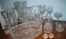 MOVING - must sell
Service for 4- 4 goblets, 4 wine, 6 tumblers & 4 dessert or shrimp - PERFECT - will separate
Pitchers, vase, creamer & sugar, mini candle holders, serving bowls
Make me fair offers