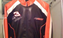 Wilsons Leather Dale Earnhardt racing Jacket
Right sleeve says "The Intimidator"
Brand New never worn XL
Back of the jacket has a hood.