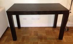 Dark wood west elm Parsons desk great condition,
48"w x 24"d x 30"h.
-Engineered wood.
-Two drawers close flush.
-Minimal assembly required.