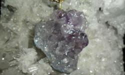 Deep Purple Amethyst Crystal Cluster Charm. This is hand Crafted by Paulsgems with a Gold Loop on Top. This Crystal Charm would look Beautiful on around your neck on your gold or silver chain and especially it?s a one of a kind. This charm is made so