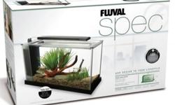 BRAND NEW, UNUSED AND IN THE BOX, FLUVAL SPEC V TOP OF THE LINE STYLISH FISH TANK - AQUARIUM.
THIS IS A STYLISH AQUARIUM THAT YOU CAN PUT ON YOUR TABLE BY YOUR COMPUTER OR AS LIVING ROOM COFFEE TABLE CENTERPIECE.
THE FLUVAL SPEC V IS A COMPLETE SYSTEM