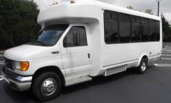 Several of these identical units available! 2004 Ford Eldorado E-450 16 passenger bus plus 2 wheelchair positions with 106k fleet maintained miles. Equipped with a reliable 7.3L Ford V-8 engine and automatic transmission with overdrive. This was the last