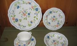 ironstone oven proof service for 16.
dinner and luncheon plate cup/saucer dessert dish
serving pces include platter, gravy boat, butterdish, covered casserole
vegetable serving dishes all in excellent condition
call 845-225-4349
