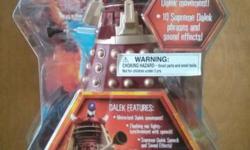 Doctor Who Radio Control Supreme Dalek 5" scale
Mint in Box
Item # 02831
Motorized Dalek movement. Flashing ear lights-synchronized with speech. Supreme Dalek Speech and Sound Effects. Poseable Exterminator Gun, Arm, and Iris-Stalk
10 Supreme Dalek