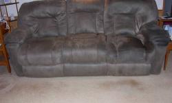 Berkline Double Reclining Sofa, Sage Green from Raymour & Flanigan - $350.00 or OBO. Call 785-3073 (day) or 785-0784 (night)