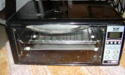 I have here a NEW condition Iron Chef Brand Digital Toaster oven.
VERY nice!
Works PERFECT and is a great little appliance to have in any house hold, but fit exceptionally well in an apartment, dorm room or in an office!
$20 takes it!
Call Jay