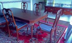 Elegant dining room set (table/chairs and buffet table) in an excellent condition (we didn't use it much and no young kids plus most time covered by cushioned padding ) $3000/set
-- 1) Dining table with 6 chairs includes (2 arm chairs), 63" x42" Ht. 29"