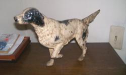 Cast Iron English Setter door stop in very good condition. 15" long, 8-1/2" tall. CALL 845-754-7233 CASH, SHIPPING EXTRA. PAYPAL
