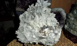 Huge Exceptional Crystal Cluster with a Spread of Galena Crystal on Cluster. This crystal has very nice white points with galena crystal on top and bottom of crystal cluster. This is Beautiful Crystal Cluster Specimen and Excellent condition. Crystal is