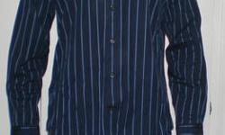 Cool looking dark blue shirt with light blue stripes
EXPRESS brand
L Size
no stains, tears or any wear and tear shown
I have more button down shirts for sale, get them all (7) for $50
