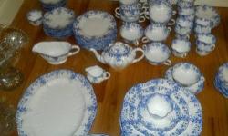 Item specifics
Primary Material: Antique Bone China
Original: Vintage production
Age: 100 years plus
The Danity blue is a complete set for 12, no chips one cup sourcer repaired. Dainty Blue set, tea pot, gravy dish, creamer dish plates and cups. The china