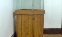 45 gallon, 5-sided fish tank on corner cabinet stand